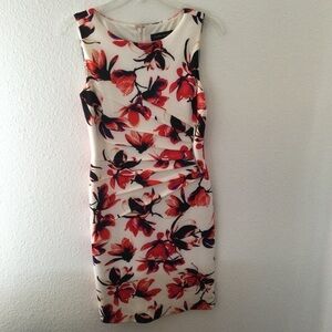 Ivanka Trump White Red & Black Print Lined Career Dress Size 2